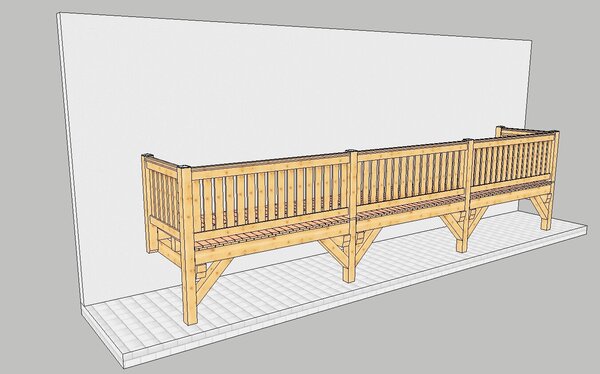 Terrasse mit 4 Stützen bis 12,00 m Breite