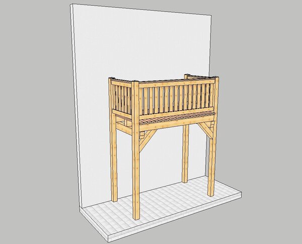Balkon mit 4 Stützen bis 4,50 m Breite