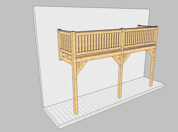 Balkon mit 3 Stützen bis 8,00 m Breite