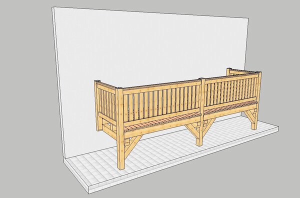 Terrasse mit 3 Stützen bis 8,00 m Breite