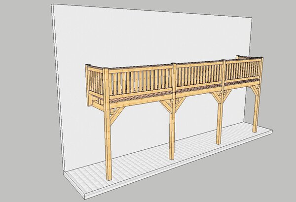 Balkon mit 4 Stützen bis 12,00 m Breite