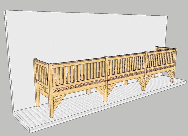 Terrasse mit 8 Stützen bis 12,00 m Breite