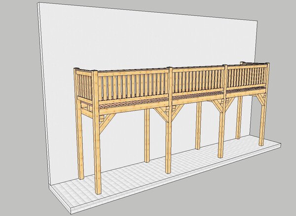Balkon mit 8 Stützen bis 12,00 m Breite