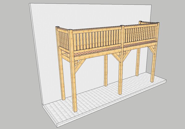 Balkon mit 6 Stützen bis 8,00 m Breite